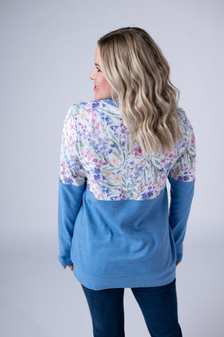IN STOCK Natalie Pullover - Cottage Floral and Light Blue