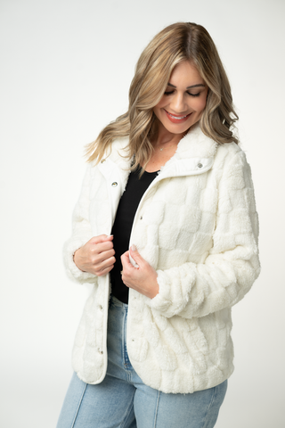 IN STOCK Checkered Snap Sherpa - Ivory