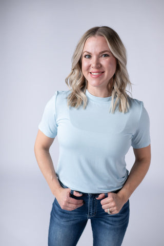 SOLD OUT Blair Short Sleeve Top - Sky Blue FINAL SALE