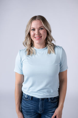 SOLD OUT Blair Short Sleeve Top - Sky Blue FINAL SALE
