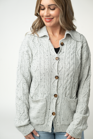 IN STOCK Confetti Dot Cable Cardigan Jacket - Grey