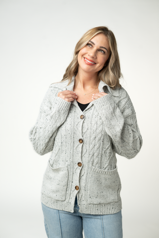IN STOCK Confetti Dot Cable Cardigan Jacket - Grey