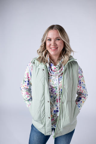 IN STOCK Remy Zip Up Vest - Sage FINAL SALE