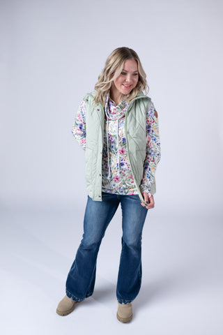 IN STOCK Remy Zip Up Vest - Sage FINAL SALE