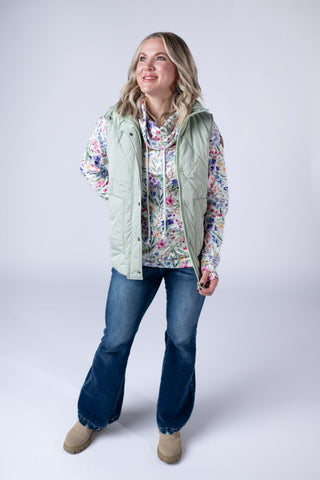IN STOCK Remy Zip Up Vest - Sage FINAL SALE