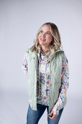 IN STOCK Remy Zip Up Vest - Sage FINAL SALE