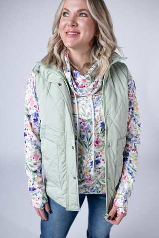 IN STOCK Remy Zip Up Vest - Sage FINAL SALE