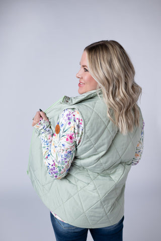 IN STOCK Remy Zip Up Vest - Sage FINAL SALE