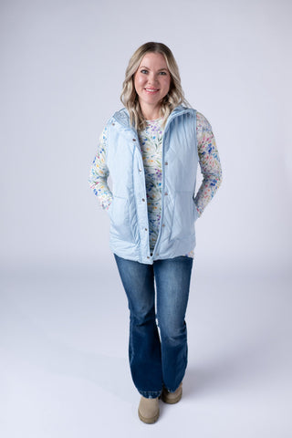 IN STOCK Remy Zip Up Vest - Sky Blue FINAL SALE