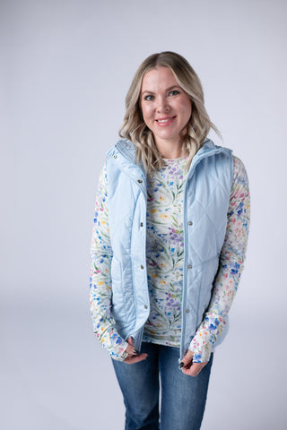 IN STOCK Remy Zip Up Vest - Sky Blue FINAL SALE