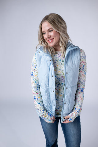 IN STOCK Remy Zip Up Vest - Sky Blue FINAL SALE