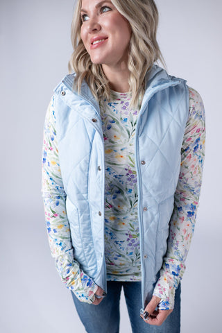 IN STOCK Remy Zip Up Vest - Sky Blue FINAL SALE