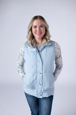 IN STOCK Remy Zip Up Vest - Sky Blue FINAL SALE