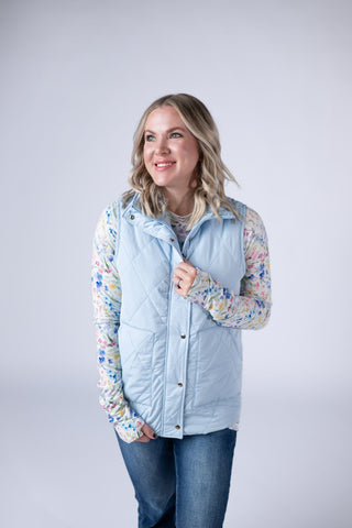 IN STOCK Remy Zip Up Vest - Sky Blue FINAL SALE