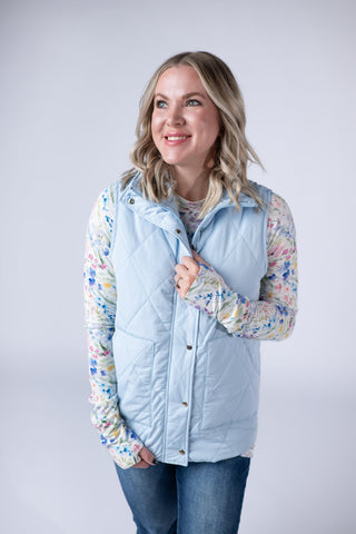 IN STOCK Remy Zip Up Vest - Sky Blue FINAL SALE