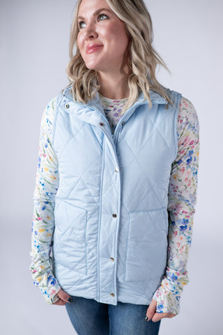 IN STOCK Remy Zip Up Vest - Sky Blue FINAL SALE
