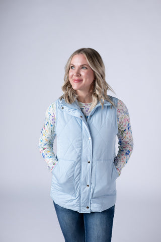 IN STOCK Remy Zip Up Vest - Sky Blue FINAL SALE
