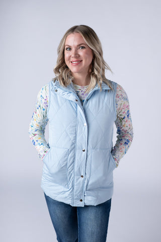 IN STOCK Remy Zip Up Vest - Sky Blue FINAL SALE