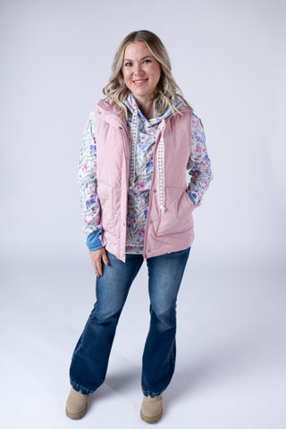 IN STOCK Remy Zip Up Vest - Blush