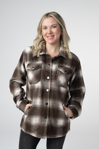 IN STOCK Norah Shacket - Brown Plaid