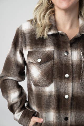 IN STOCK Norah Shacket - Brown Plaid
