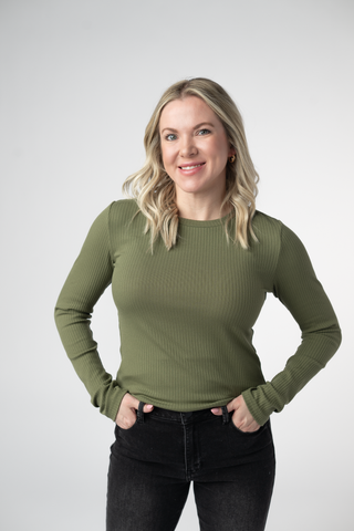 IN STOCK Reese Ribbed Long Sleeve Top - Olive