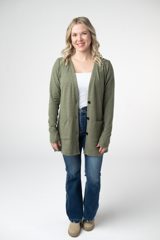 IN STOCK Cori Cardigan - Heathered Olive