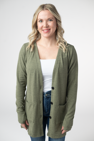 IN STOCK Cori Cardigan - Heathered Olive
