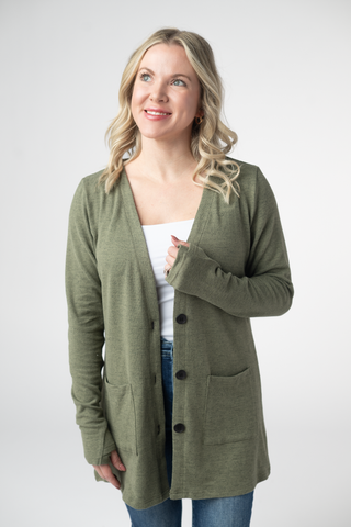 IN STOCK Cori Cardigan - Heathered Olive