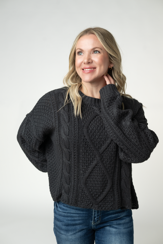 IN STOCK Cable Knit Sweater - Charcoal