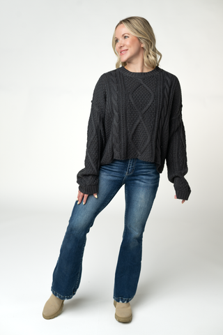 IN STOCK Cable Knit Sweater - Charcoal