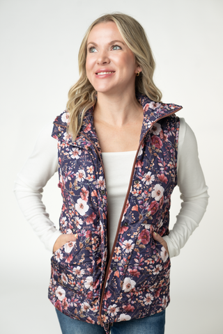 IN STOCK Remy Zip Up Vest - Blushwood Floral