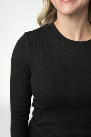 IN STOCK Reese Ribbed Long Sleeve Top - Black