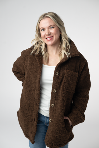 IN STOCK Teddy Oversized Shacket - Brown