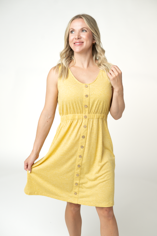 IN STOCK Beverly Button Dress - Yellow