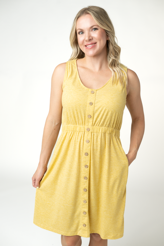 IN STOCK Beverly Button Dress - Yellow