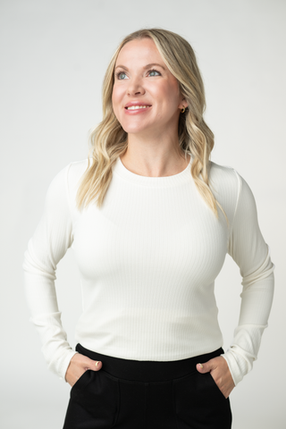IN STOCK Reese Ribbed Long Sleeve Top - Ivory