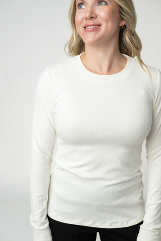 IN STOCK Reese Ribbed Long Sleeve Top - Ivory
