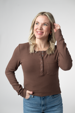 IN STOCK Georgia Long Sleeve Top - Brown