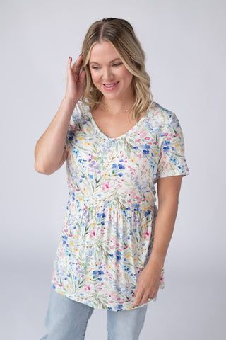 IN STOCK Sarah Ruffle Short Sleeve - Cottage Floral FINAL SALE
