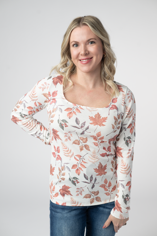 IN STOCK Alyssa Long Sleeve Top - Harvest Leaves