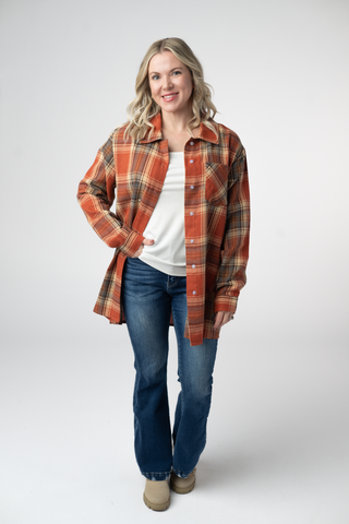 08.21 EN ROUTE Tunic Plaid Top - Pumpkin Plaid