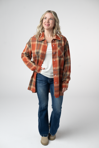 08.21 EN ROUTE Tunic Plaid Top - Pumpkin Plaid