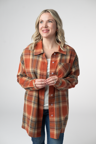 08.21 EN ROUTE Tunic Plaid Top - Pumpkin Plaid