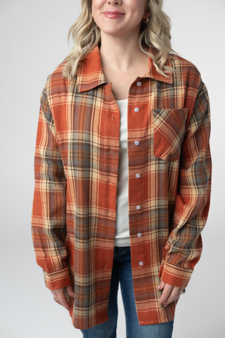 08.21 EN ROUTE Tunic Plaid Top - Pumpkin Plaid