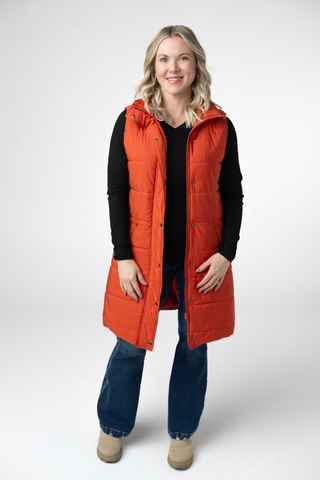 IN STOCK Harlow Long Vest - Pumpkin