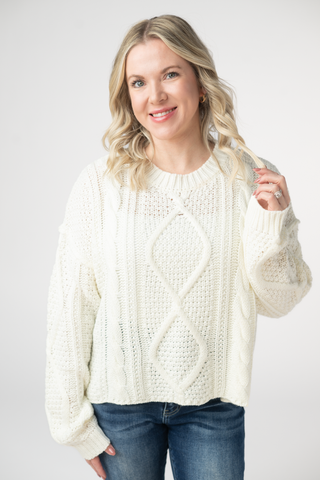 IN STOCK Cable Knit Sweater - Ivory
