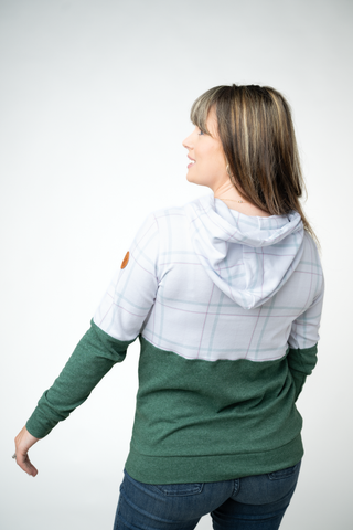 IN STOCK Hailey Pullover Hoodie - Mint and Red Plaid and Evergreen