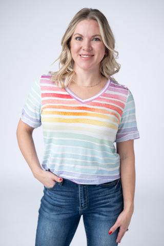 IN STOCK Sophie Top - Rainbow Stripes FINAL SALE