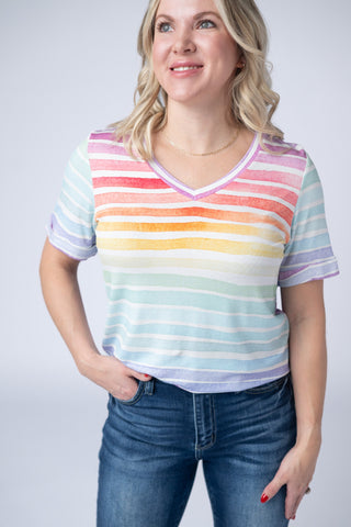IN STOCK Sophie Top - Rainbow Stripes FINAL SALE